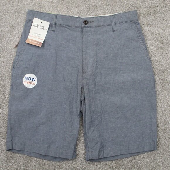 Dockers Perfect Shorts NWT Mens 30 Blue Classic Fit Stretch w/ 9.5" inseam - Picture 1 of 13
